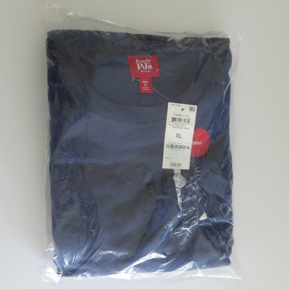 (#I-) Macy's Family PJs Hanukkah Print Blue Pajama Set